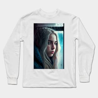 Sad Blonde Girl Against A Window Long Sleeve T-Shirt